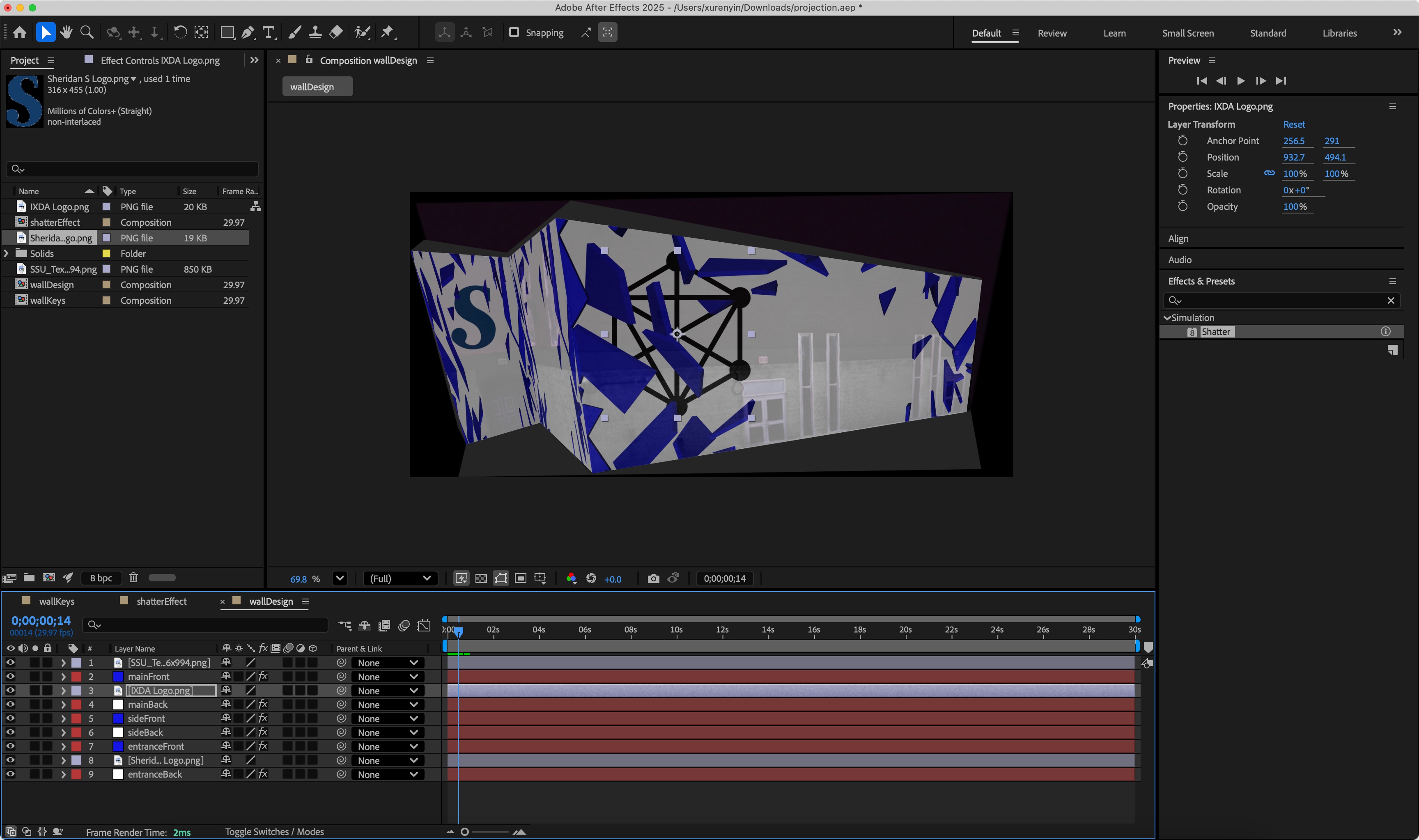 I followed the tutorial video to put the IXD logo and Sheridan logo in it